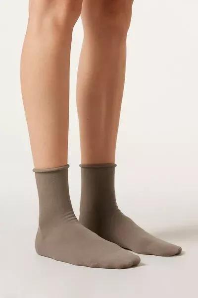 Beige Non-Elastic Ankle Socks, 5501_391D, large image number 0