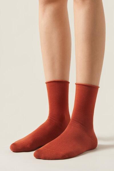 Orange Non-Elastic Ankle Socks, , large image number 0