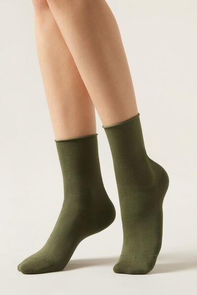 Green Non-Elastic Ankle Socks, 5501_427D, large image number 0