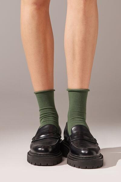 Green Non-Elastic Cotton Ankle Socks, , large image number 0