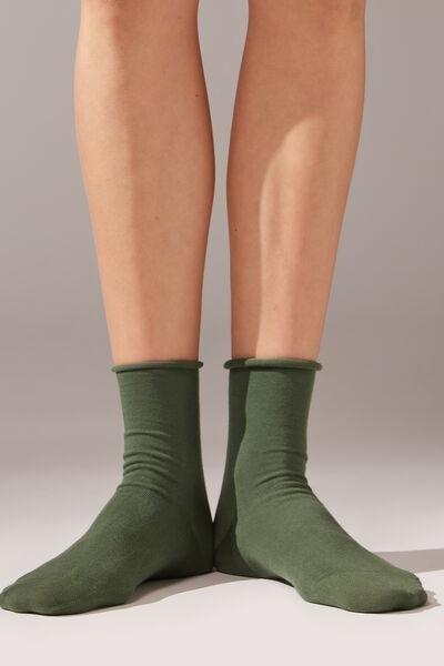 Green Non-Elastic Cotton Ankle Socks, , large image number 1