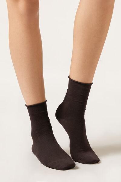 Brown Non-Elastic Cotton Ankle Socks, , large image number 0