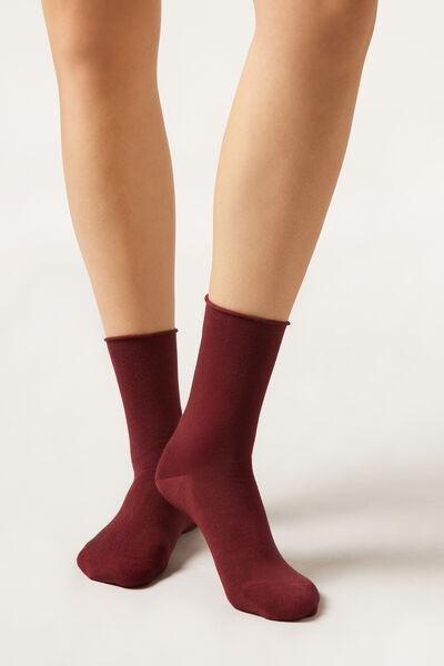 Red Non-Elastic Cotton Ankle Socks, , large image number 0