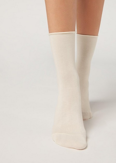 Calzedonia - MILK WHITE Non-Elastic Cotton Ankle Socks
