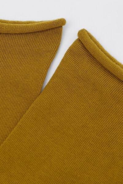 Yellow Non-Elastic Cotton Ankle Socks, , large image number 1