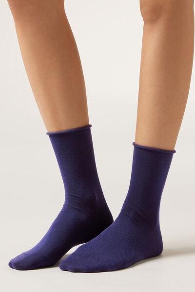 Purple Non-Elastic Cotton Ankle Socks, , large image number 0