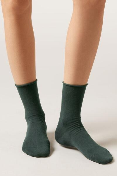 Green Non-Elastic Cotton Ankle Socks, , large image number 0