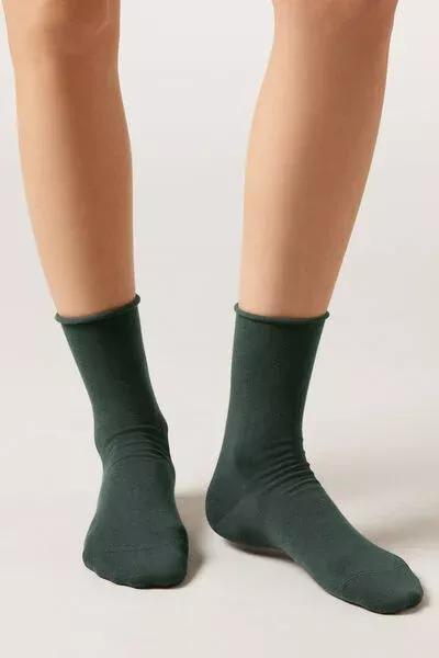 Green Non-Elastic Cotton Ankle Socks, 5501_617D, large image number 0