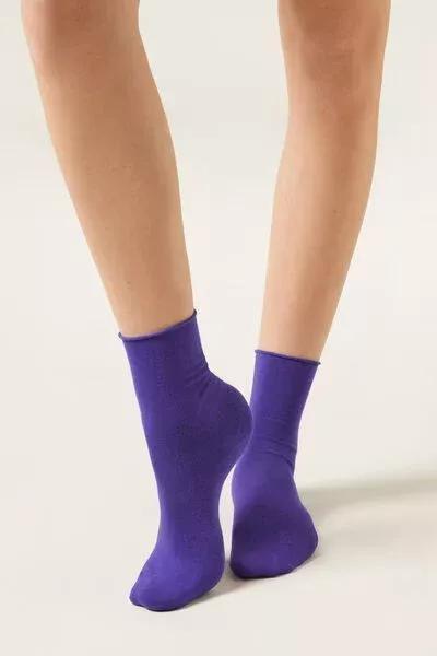 Purple Non-Elastic Cotton Ankle Socks, 5501_700D, large image number 0