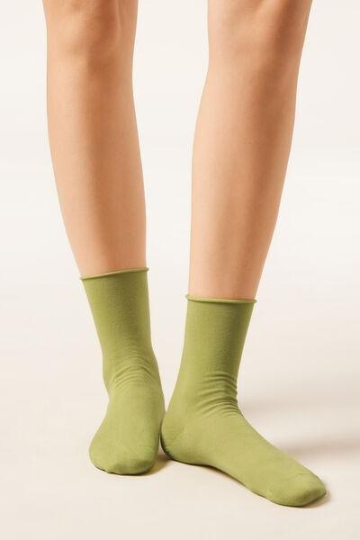 Green Non-Elastic Cotton Ankle Socks, 5501_702D, large image number 0