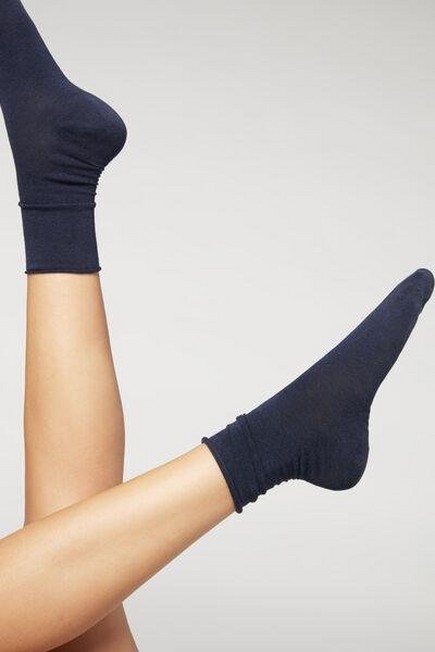 Calzedonia - Dark Denim Blue Non-Elastic Cotton Ankle Socks
