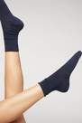 Blue Non-Elastic Cotton Ankle Socks