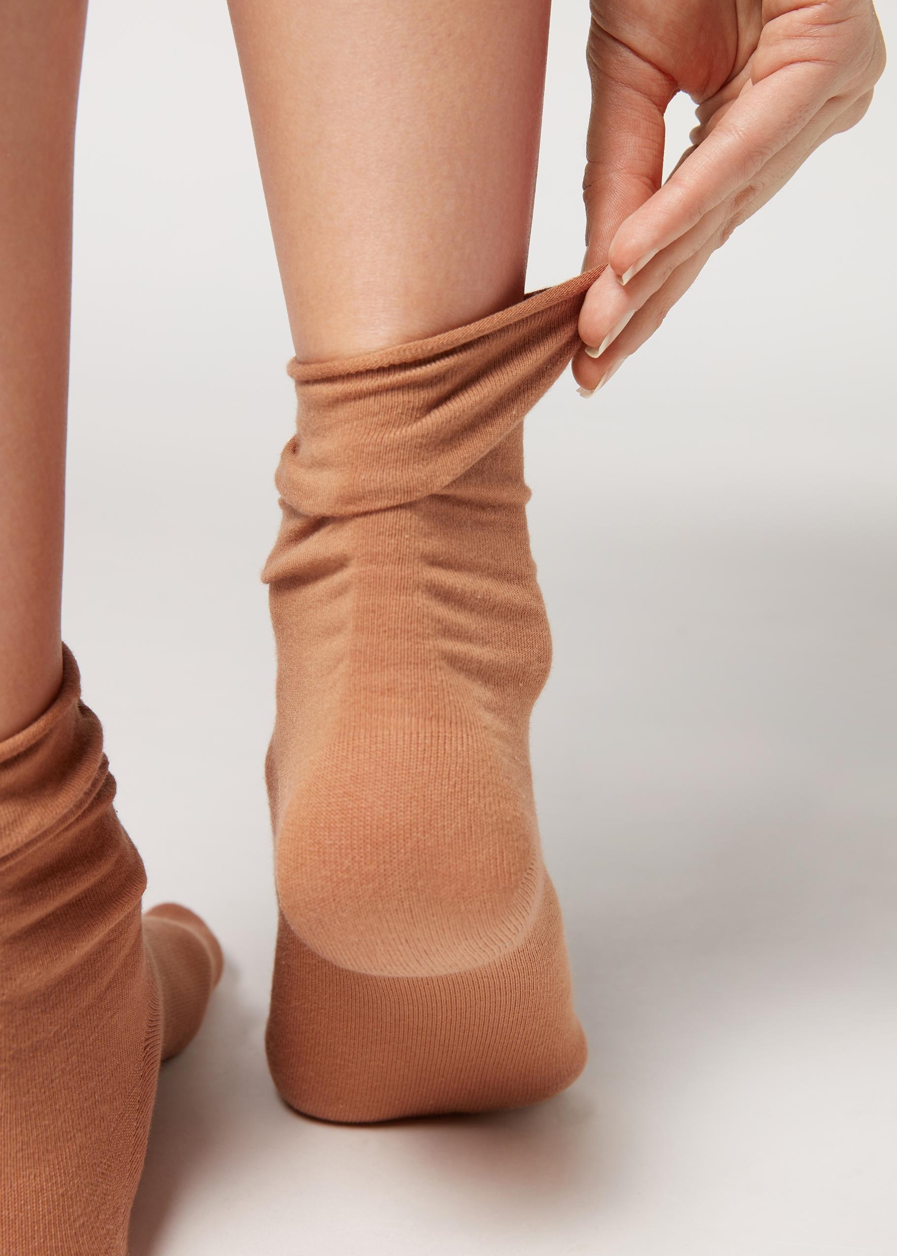 Brown Non-Elastic Cotton Ankle Socks, , large image number 0
