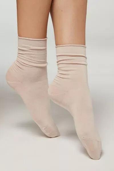 Beige Non-Elastic Cotton Ankle Socks, 5501_9331, large image number 0