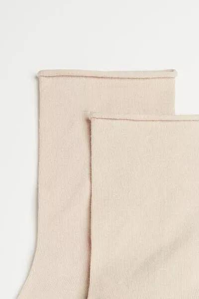 Beige Non-Elastic Cotton Ankle Socks, 5501_9331, large image number 1