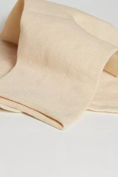 Cream Non-Elastic Cotton Ankle Socks, 5501_9332, large image number 1