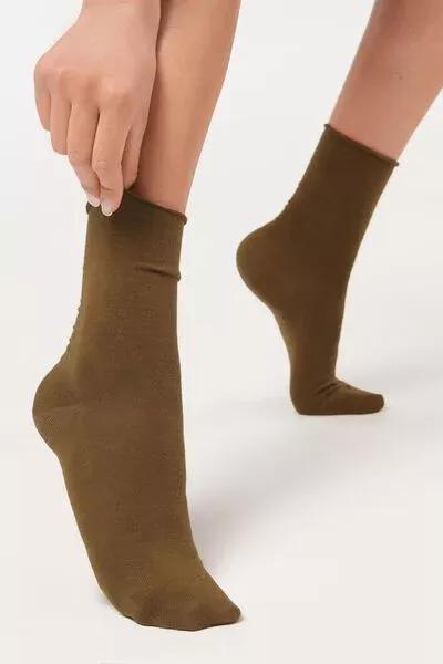 Green Non-Elastic Cotton Ankle Socks, 5501_9333, large image number 0