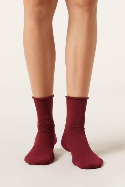Burgundy Non-Elastic Ankle Socks, , large image number 0