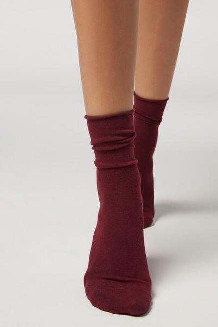 Calzedonia - Rhubarb Red Non-Elastic Cotton Ankle Socks, Women