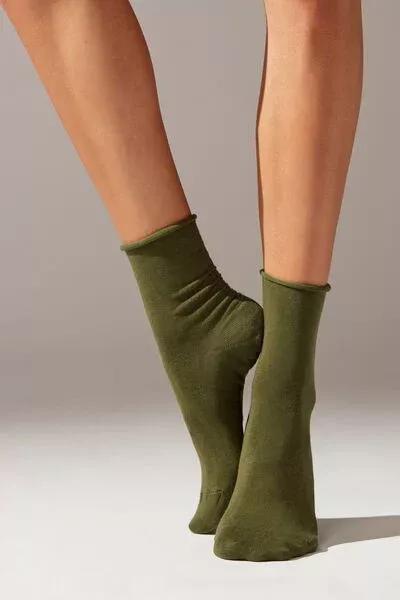Green Non-Elastic Cotton Ankle Socks, 5501_9987, large image number 0