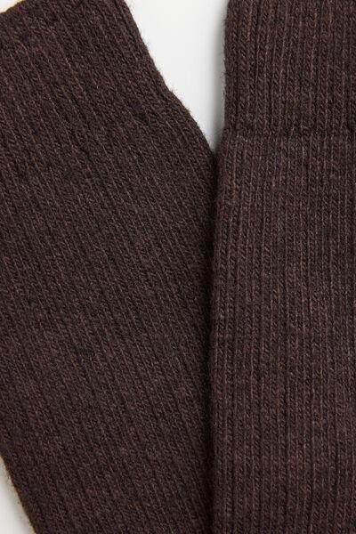 Brown Short Ribbed Socks, Brown, large image number 2