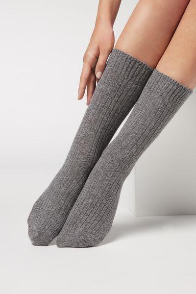 Grey Short Ribbed Socks, Grey Blend, large image number 0