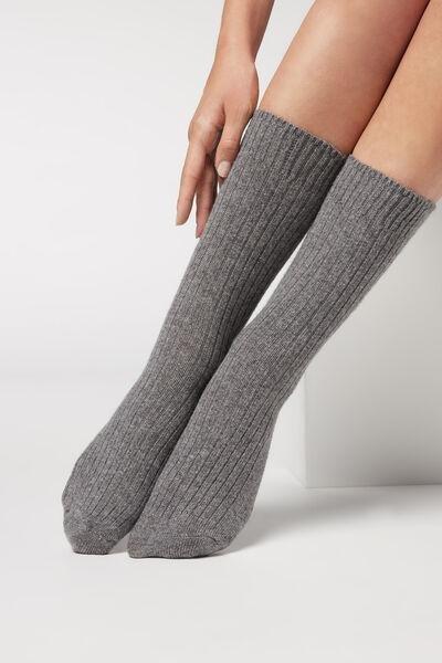 Grey Short Ribbed Socks, Grey Blend, large image number 1