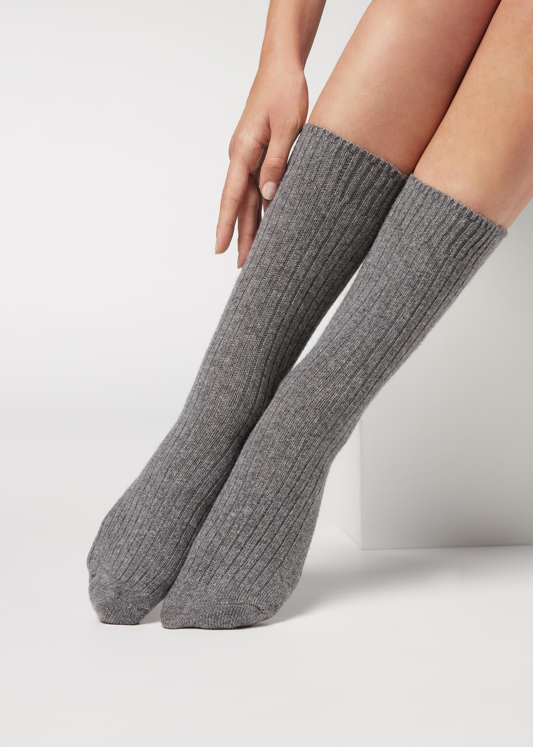 Grey Short Ribbed Socks, Grey Blend, large image number 2