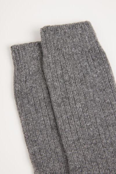 Grey Short Ribbed Socks, Grey Blend, large image number 3