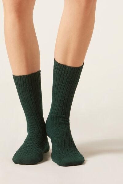Green Short Ribbed Socks, 5501_386D, large image number 0