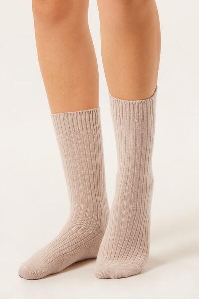 Pink Short Ribbed Socks With Wool And Cashmere, 5501_387D, large image number 0