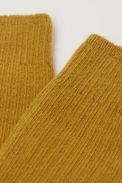 Yellow Short Ribbed Socks, 5501_392D, large image number 1
