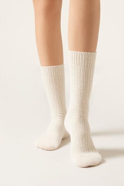 White Short Ribbed Socks, , medium