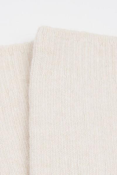 White Short Ribbed Socks, 5501_393D, large image number 1