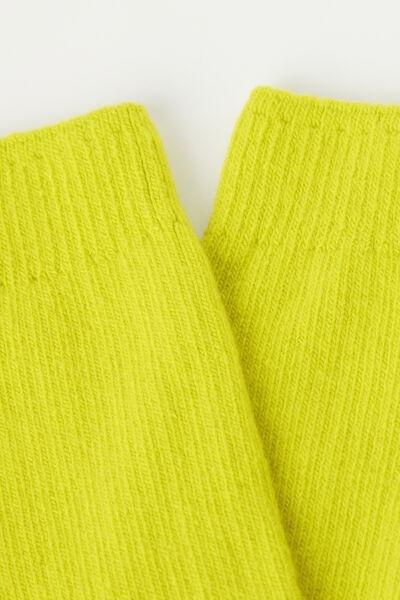 Yellow Short Ribbed Socks With Wool And Cashmere, 5501_490, large image number 1