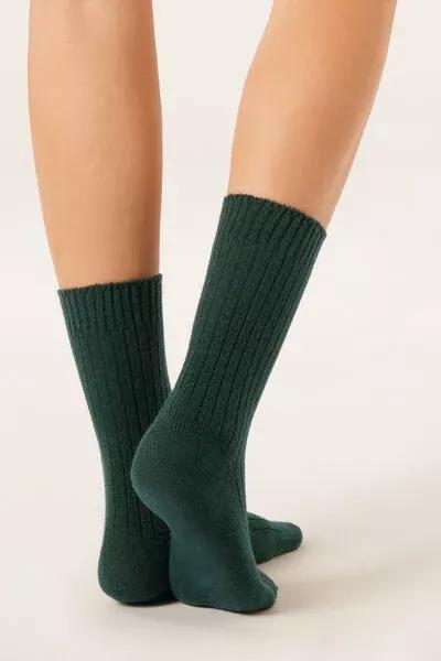 Green Short Ribbed Socks With Wool And Cashmere, 5501_617D, large image number 0