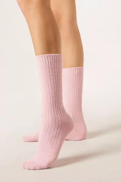 Pink Short Ribbed Socks With Wool And Cashmere, 5501_620D, medium