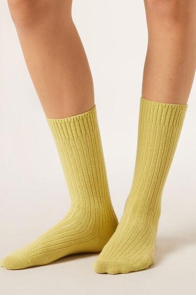 Green Short Ribbed Socks With Wool And Cashmere, 5501_622D, large image number 0