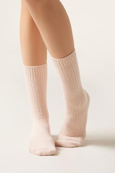 Pink Short Ribbed Socks, , medium