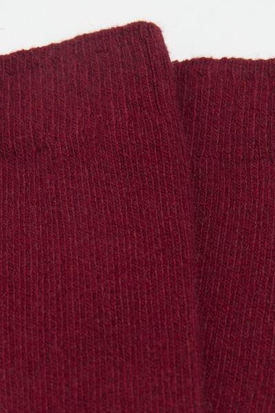 Red Short Ribbed Socks, Dark Red, large image number 1