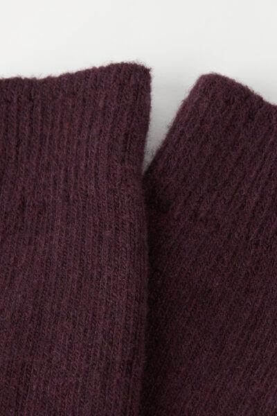 Burgundy Cashmere Short Socks, Plum, large image number 1