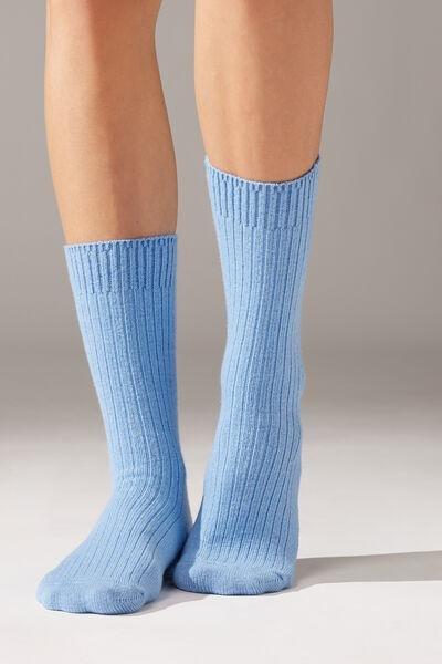 Blue Short Ribbed Socks With Wool And Cashmere, Rosso, large image number 0