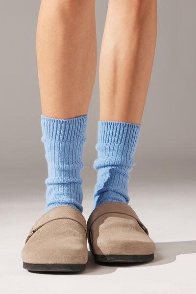 Blue Short Ribbed Socks With Wool And Cashmere, Rosso, large image number 1