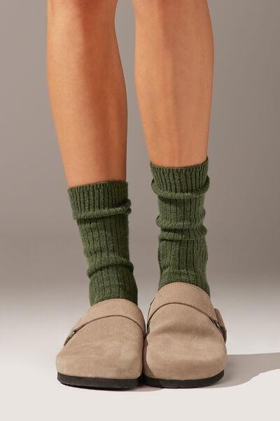 Green Cashmere Short Socks, 5501_9987, large image number 1