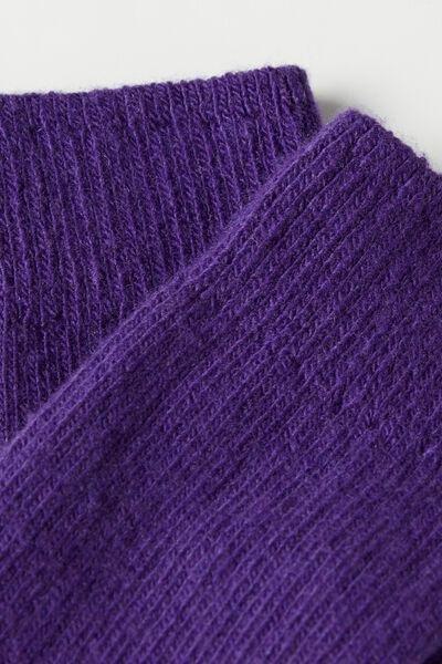 Purple Short Ribbed Socks With Wool And Cashmere, 5501_9988, large image number 1