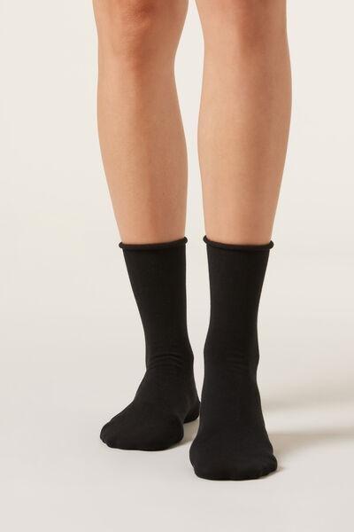 Black Cashmere Ankle Socks, Black, medium