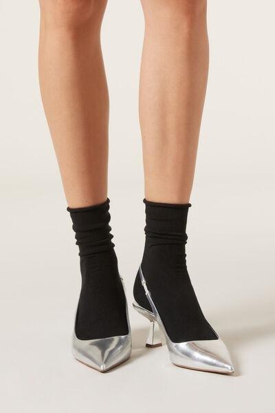Black Cashmere Ankle Socks, Black, medium
