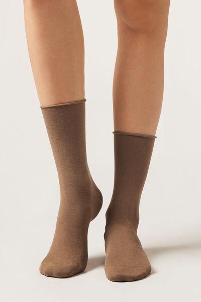 Beige Ankle Cashmere Socks, 5501_606D, large image number 0
