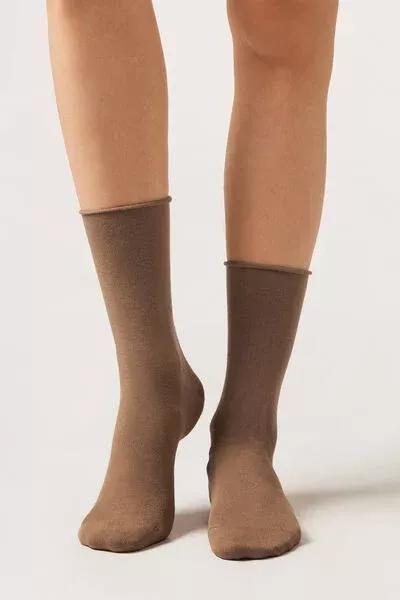 Beige Ankle Cashmere Socks, 5501_606D, medium