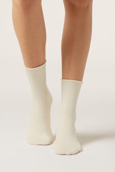 White Cashmere Ankle Socks, Milk White, large image number 0